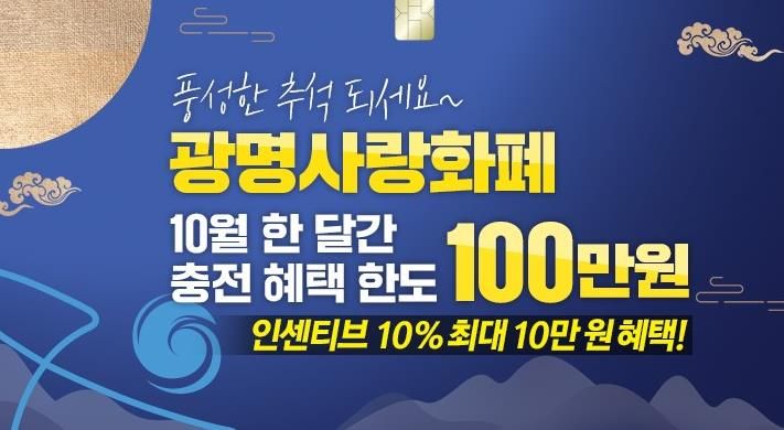 광명사랑화폐 10월 충전한도 상향 안내문