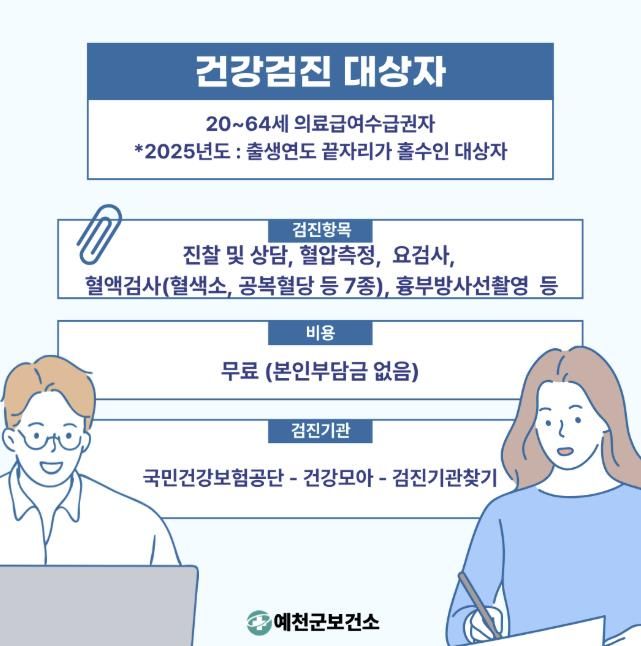 예천군, 의료급여수급권자 일반건강검진 무료 지원
