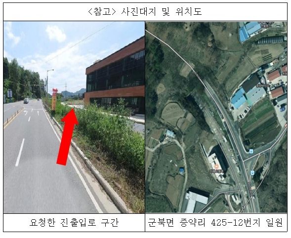 옥천군, 터널 인근 진입로