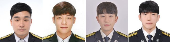 소방장 홍성호, 소방교 박원기, 김지환, 소방사 이규복