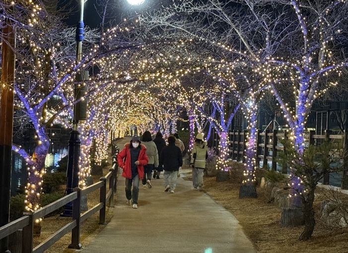 망정우로지공원 경관 조명, 수목보온재 설치 모습