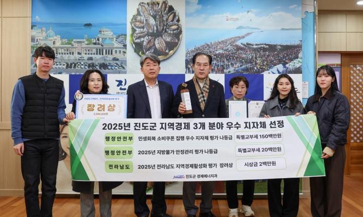 진도군, 민생회복 소비쿠폰 등 지역경제 3개 분야 평가 ‘우수’