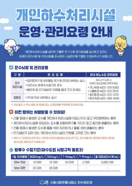 시흥시, 3월부터 '개인하수처리시설 지도점검' 본격 실시