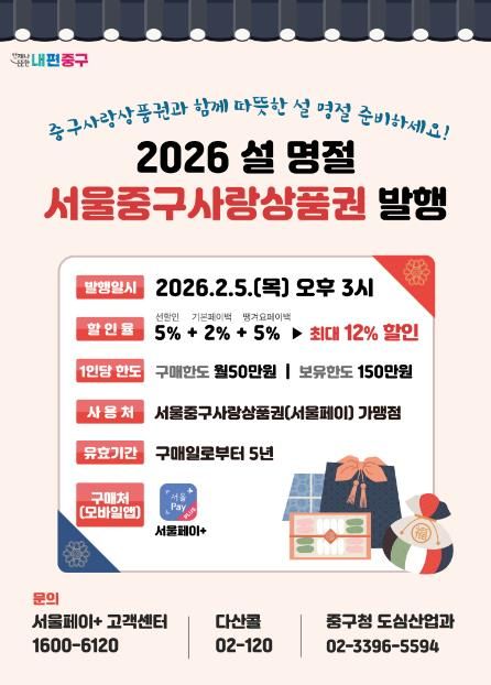 서울중구사랑상품권 발행 포스터