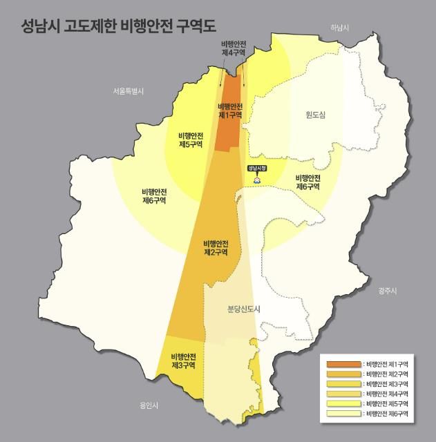 성남시 고도제한 비행안전 구역도