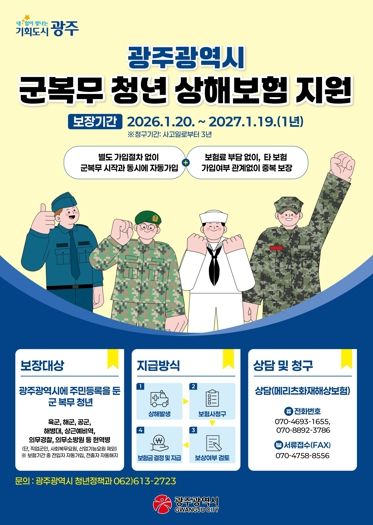 광주광역시, 군복무 청년 상해보험 보장 확대