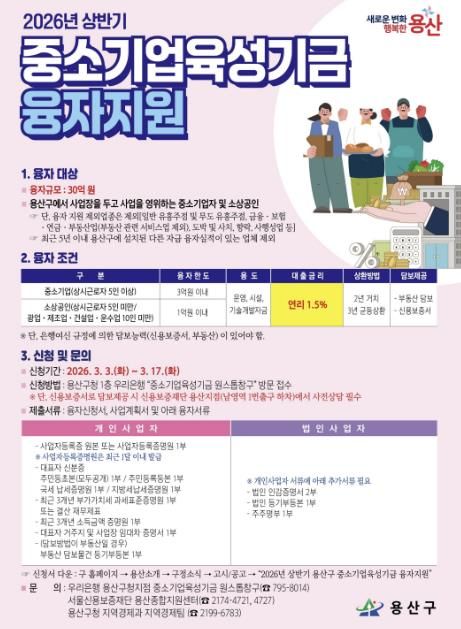 용산구 2026 상반기 중소기업육성기금 융자지원