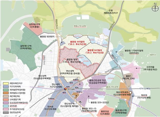 불광동 445·442번지 일대 위치도(개략)