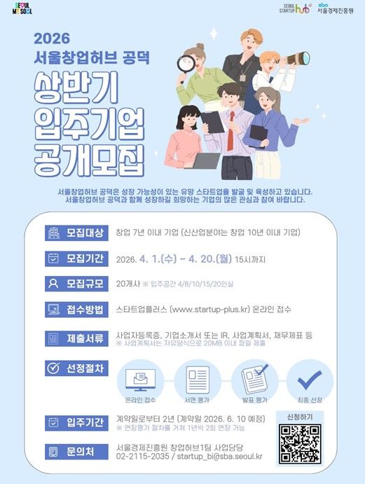 서울창업허브 공덕 입주기업 모집 포스터